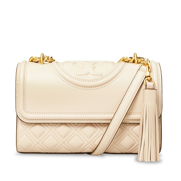 New Tory Burch Cream Fleming Small Quilted Leather Convertible Shoulder Bag - Picture 1 of 6